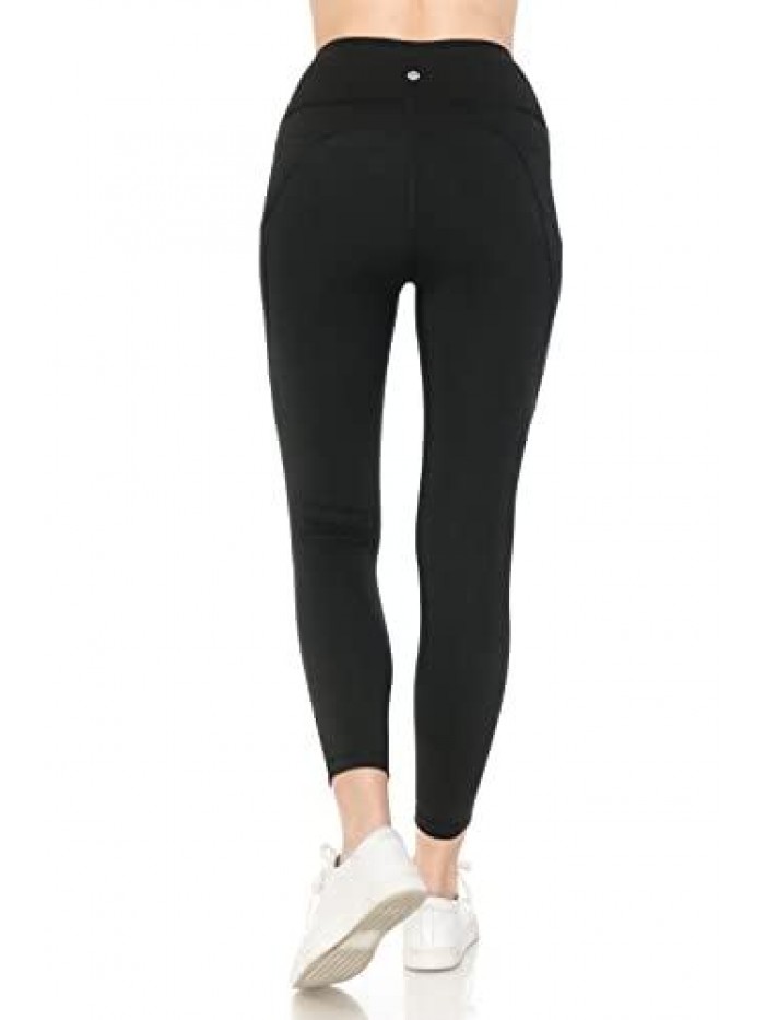 High Waisted Reflective Yoga Pants with Pockets: Full, Capri, 7/8 Length 