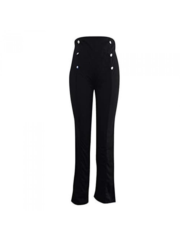 Bootcut Work Pant Solid Color High Waist Straight-Leg Wide Leg Pants Breathable Comfy Spring Summer Casual Pants 