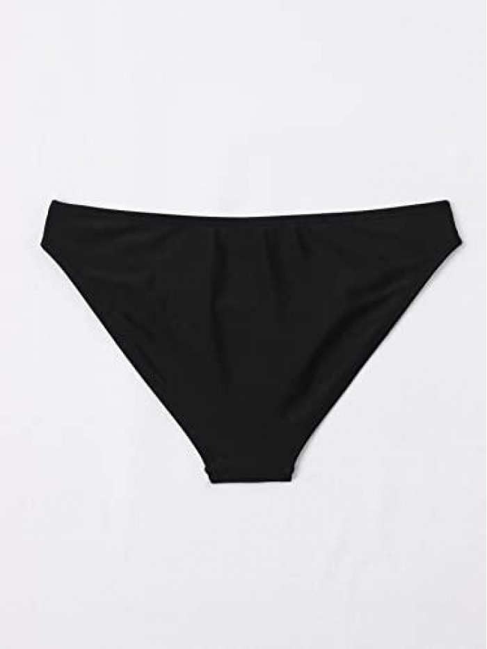 Women's High Cut Swimwear Beach Panty Thong High Waisted Bikini Bottom 