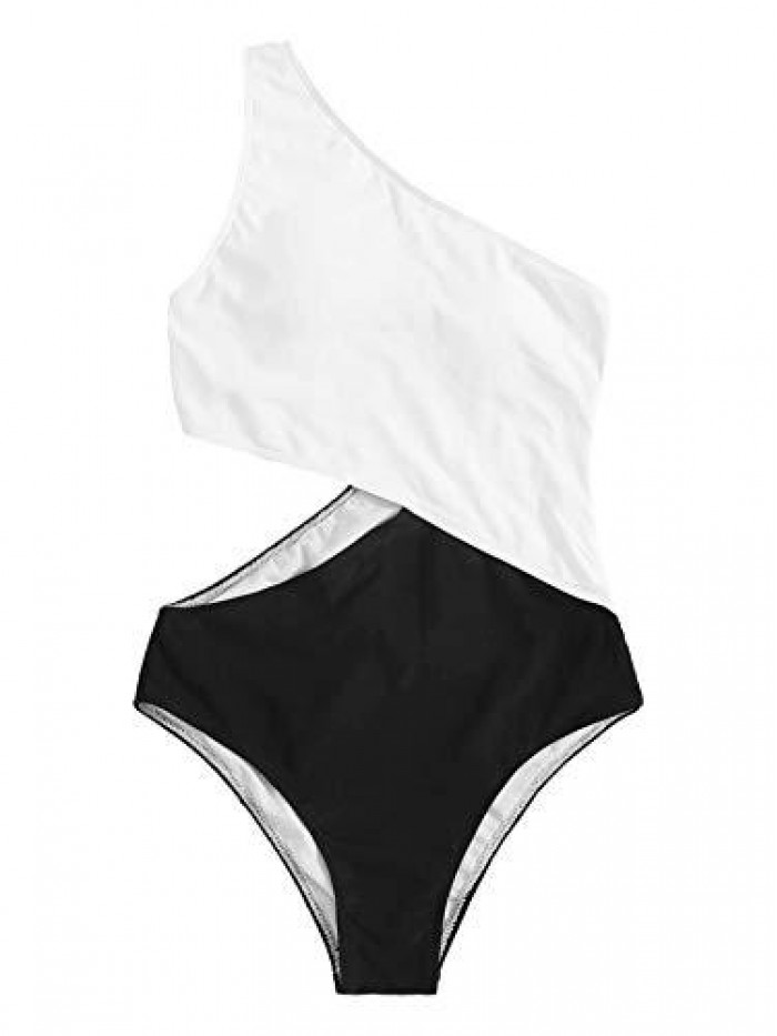 Women's Bathing Suits One Shoulder Cutout One Piece Swimsuit Swimwear Monokini 