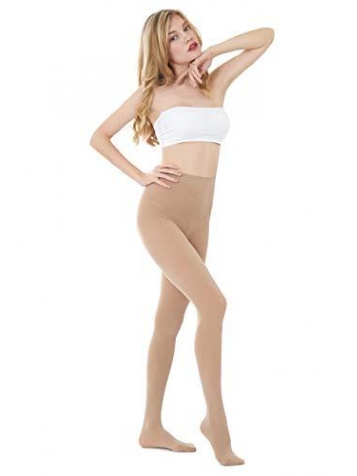 Run Resistant 80D Soft Solid Color Semi Opaque Footed Tights High Waist 