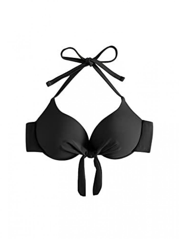 Women's Self Tie Push Up Bra Top Padded Swimwear Halter Bikini Top 