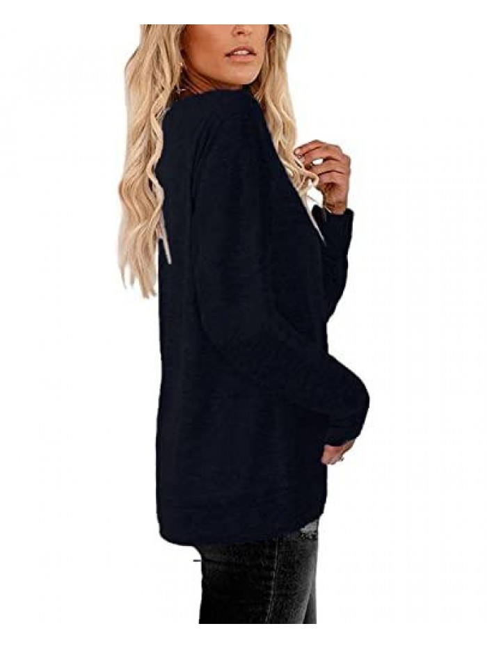 Sweatshirts For Women Long Sleeve Shirts Crewneck Plain Fashion Clothes Casual Sweaters Tops 