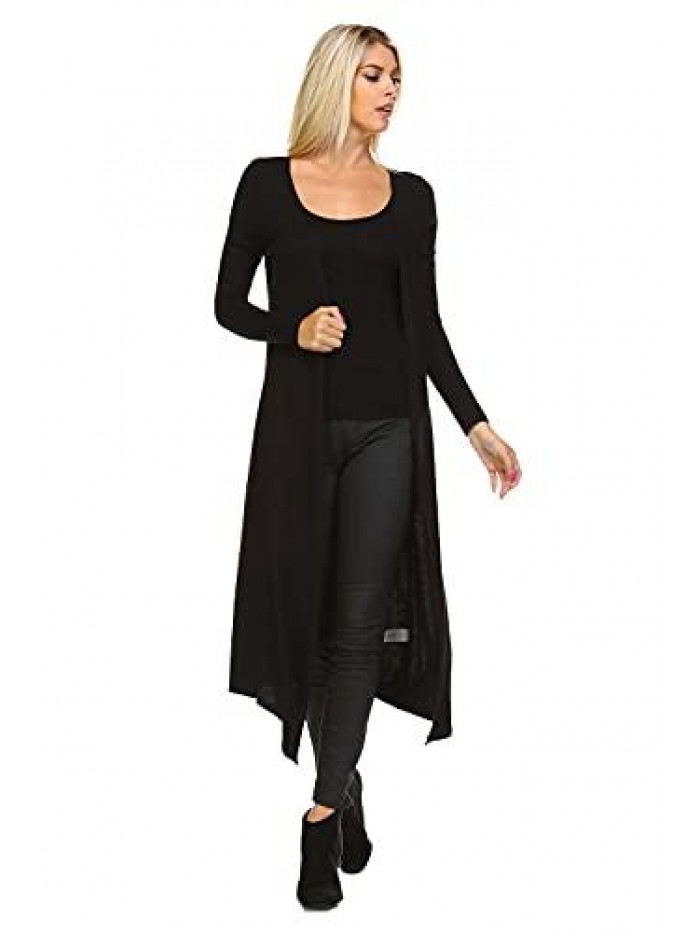 Liev Isaac Liev Trendy Extra Long Duster Soft Lightweight Cardigan - Made in The USA 