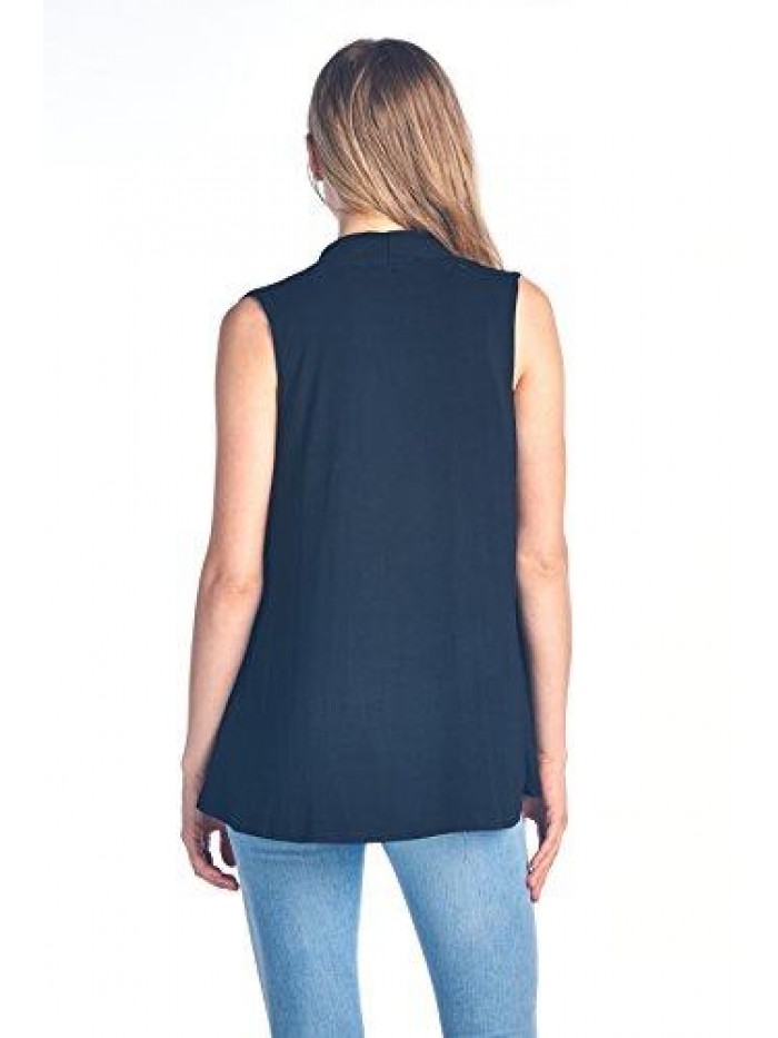 Sleeveless Extra Soft Bamboo Layering Casual Cardigan Vest - Made in USA 