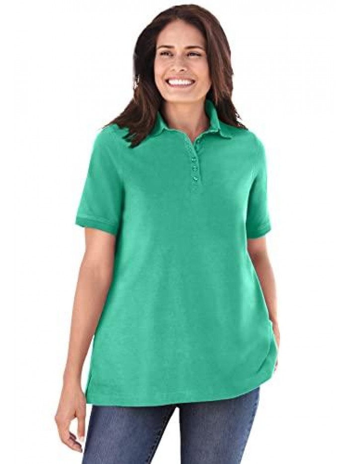 Within Women's Plus Size Perfect Short-Sleeve Polo Shirt 