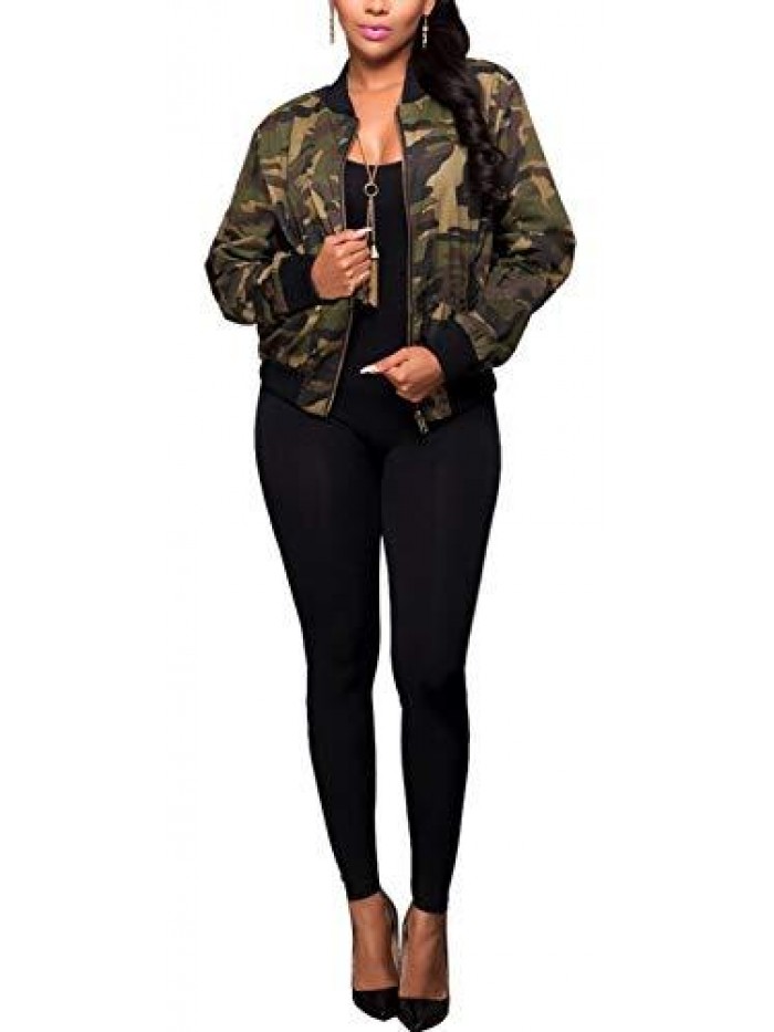 Casual Camouflage Jacket With Pockets Sexy V Neck Long Sleeve Button Down Denim Coat 