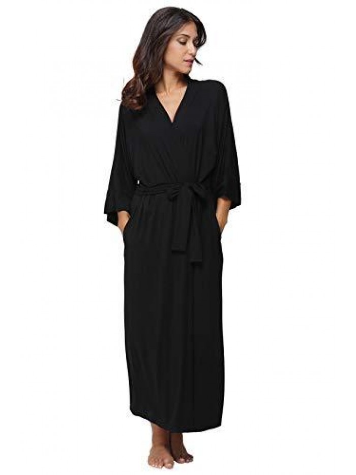 Soft Robes Long Bath Robes Full Length Kimonos Sleepwear Dressing Gown,Solid Color 