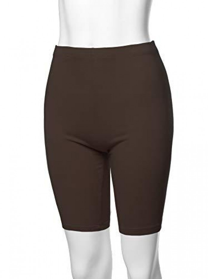 Basic Solid Premium Cotton Mid Thigh High Rise Biker Bermuda Shorts 