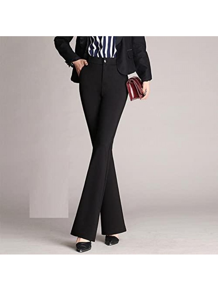 Dress Pants for Women High Waist Buttons Straight-Leg Wide Leg Pants Solid Color Slim Business Casual Business 