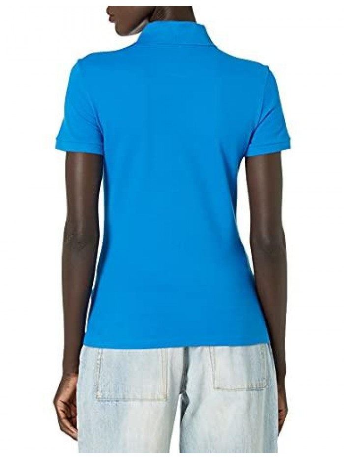 Women's Short Sleeve Slim Fit Stretch Pique Polo Shirt 