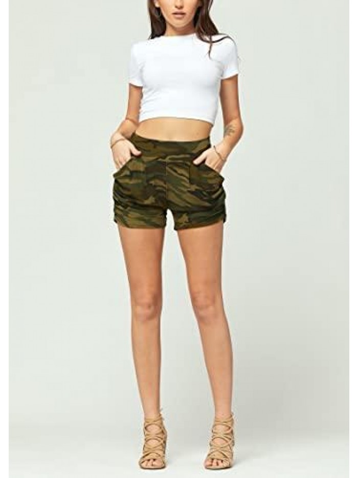 Ultra Soft Harem High Waisted Shorts for Women with Pockets 