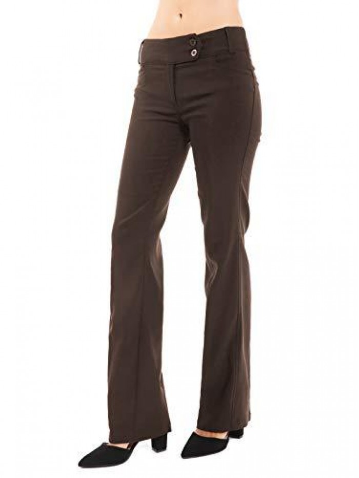 by Olivia Women's Relaxed Boot-Cut Stretch Office Pants Trousers Slacks 