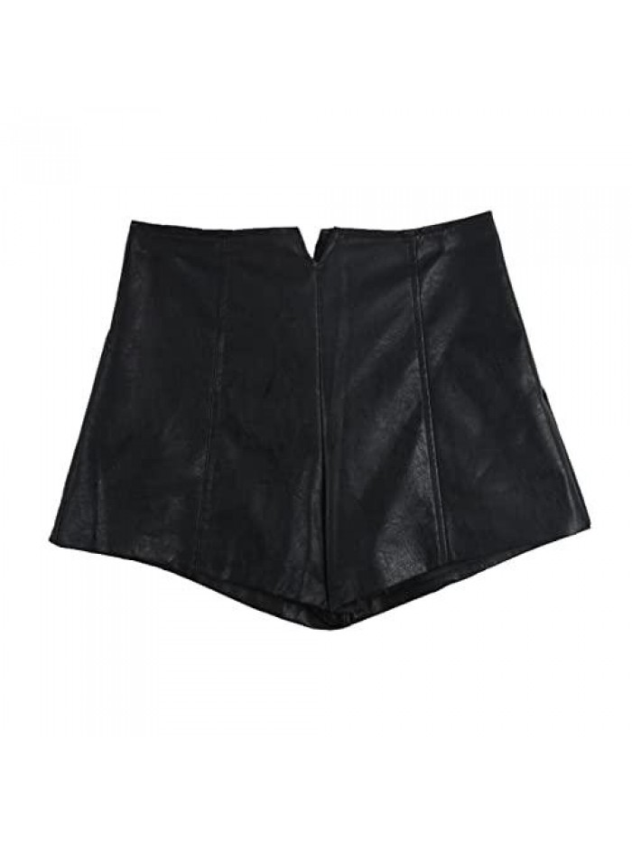 Waist Skinny Leather Shorts for Women Slim Fit PU Faux Leather Shorts Female Short Pant Lady Clothing 
