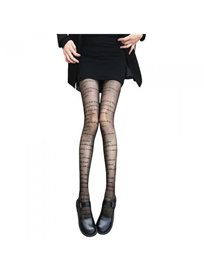 Pantyhose Tights for Women Sexy Heart Fishnet Stockings Thigh High Pantyhose With Letter Lace Tights 