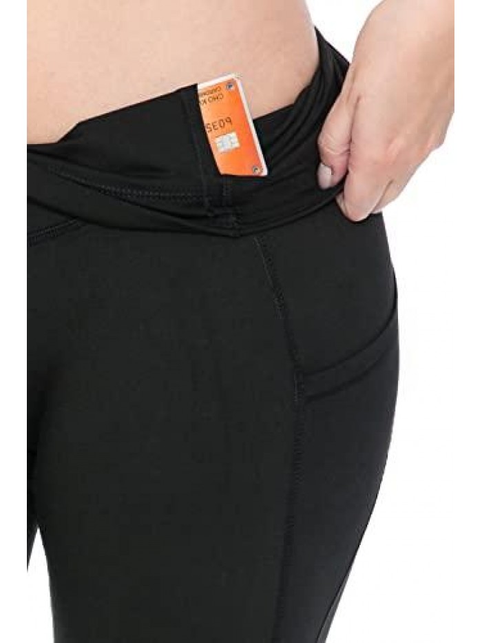 High Waisted Reflective Yoga Pants with Pockets: Full, Capri, 7/8 Length 