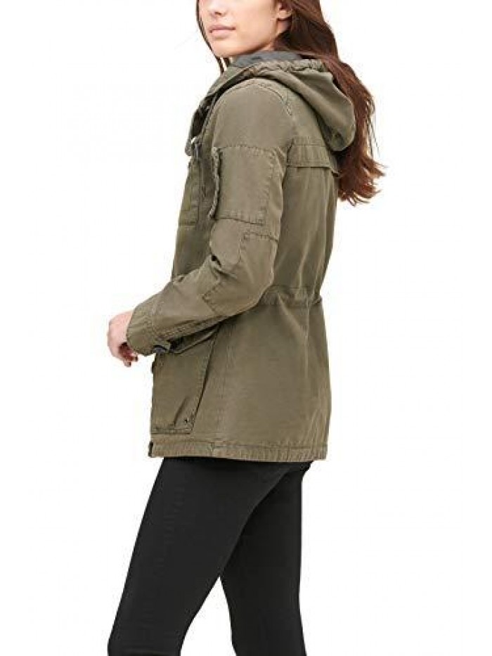 Women's Cotton Four Pocket Hooded Field Jacket (Standard & Plus Sizes) 