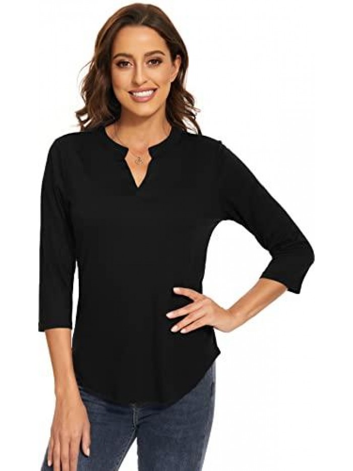 Sleeve Shirts for Women Tops V Neck T Shirts Collared Shirts Work Blouses 