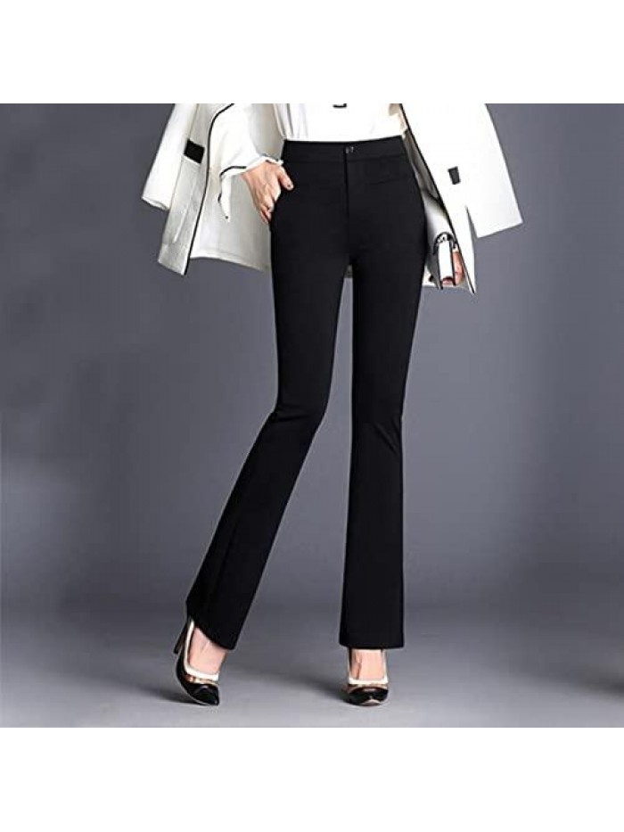 Women's Dress Pants Stretchy Work Slacks Business Casual Straight Leg Solid Trousers Petite Regular with Pockets 