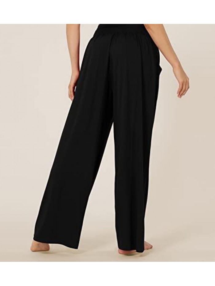 Women's Wide Leg Palazzo Lounge Pants with Pockets Light Weight Loose Comfy Leisure Casual Pajama Pants 