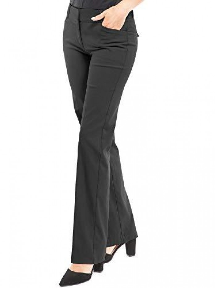 by Olivia Women's High Waist Comfy Stretchy Bootcut Trouser Pants 
