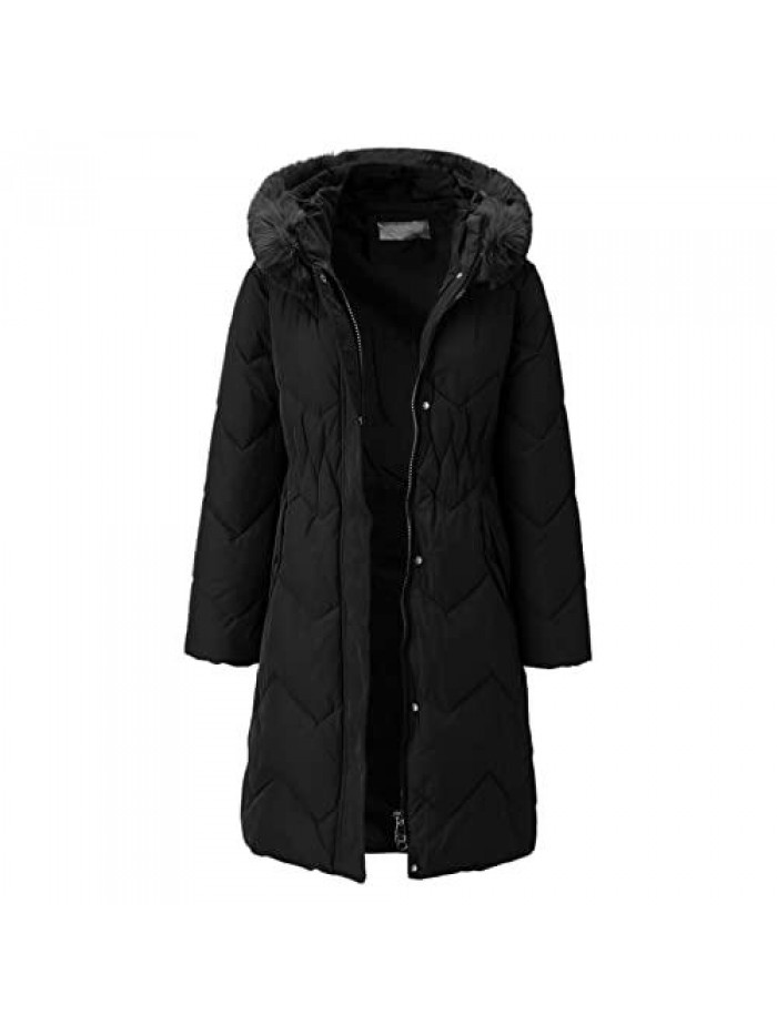 Women's Heavy Thickened Hooded Down Coat Winter Warm Windproof Parka Puffer Jacket with Pockets 