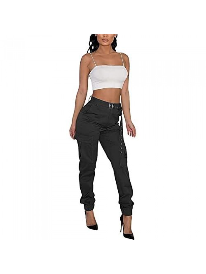 High Waisted Cargo Military Pants with Pockets Outdoors Casual Loose Combat Twill Work Pant Sweatpants Plus Size 