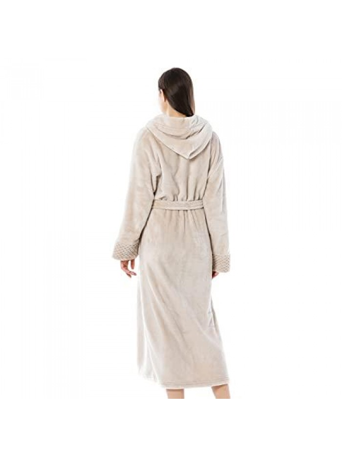 Bathrobe for Women Soft Warm Fleece Robe Comfort Housecoat Comfy Shawl Collar Winter Long Pajamas Sleepwear Nightgown 