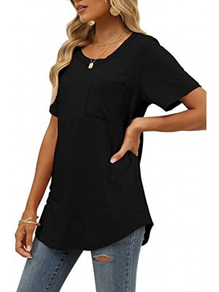 Tshirts for Women Crewneck Short Sleeve Summer Tops Loose Fit 
