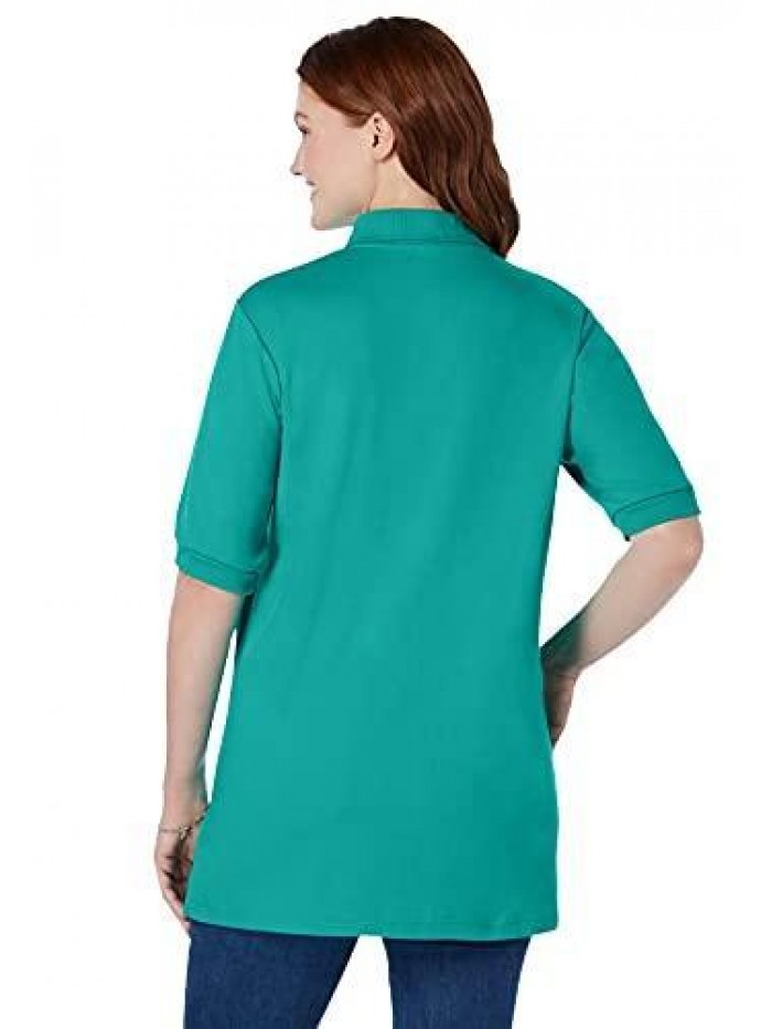 Within Women's Plus Size Elbow-Sleeve Polo Shirt 