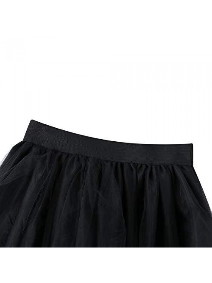 Tulle Ruffle Skirt Puff Mesh Maxi Skirt A-Line Front Split Wedding Princess Long Skirt Layered Half Dress 