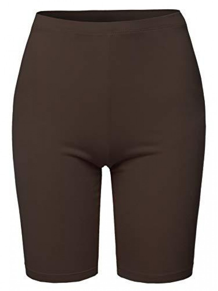 Basic Solid Premium Cotton Mid Thigh High Rise Biker Bermuda Shorts 