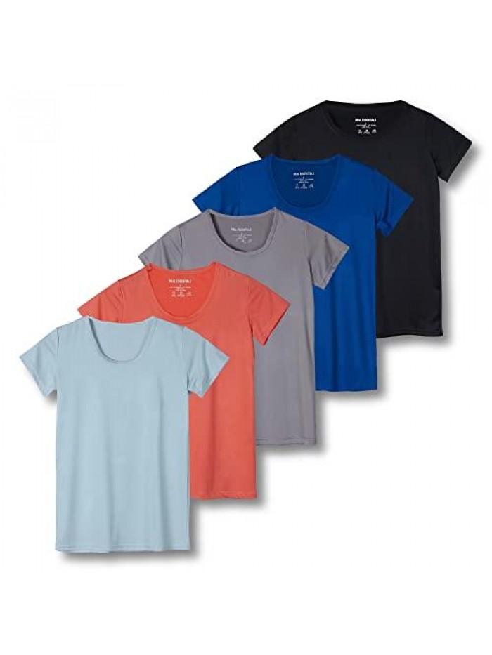 Pack: Women's Dry Fit Tech Stretch Short-Sleeve Crew Neck Athletic T-Shirt (Available in Plus Size) 