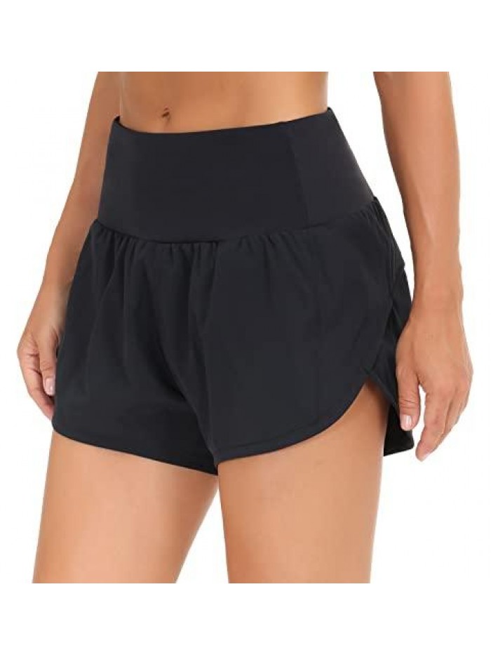 Fit Running Shorts for Women High Waisted Workout Shorts with Zipper Pockets Athletic Sweat Yoga Shorts 