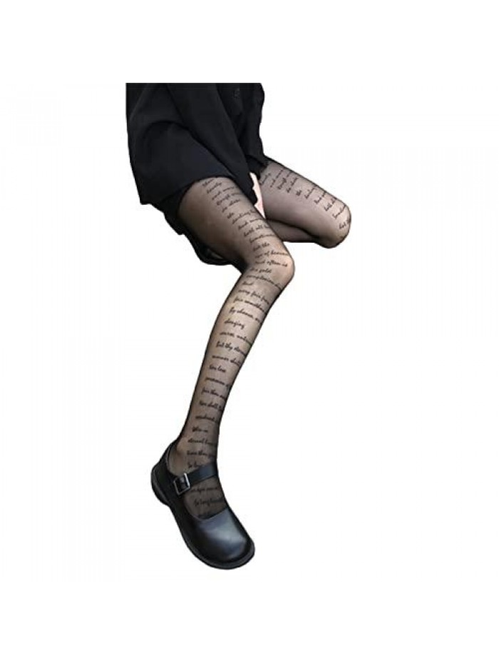 Pantyhose Tights for Women Sexy Heart Fishnet Stockings Thigh High Pantyhose With Letter Lace Tights 