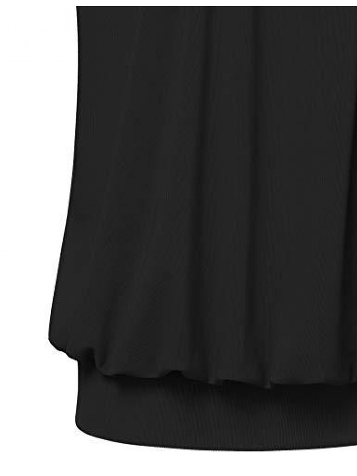 Women's Long Sleeve Scoop Neck Pleated Front Fitted Blouse Tops 
