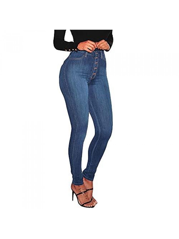 Women's Plus Size Casual Butt-Lifting Skinny Ripped Jeans Stretch Destroyed High Waisted Denim Jeans 