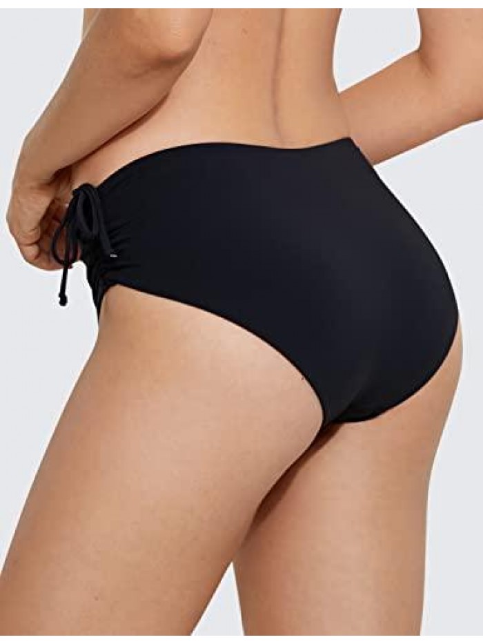 YOGA Bikini Bottoms for Women UPF 50+ Side Tie Adjustable Swim Briefs Athletic Sports Swimsuit Bottom 