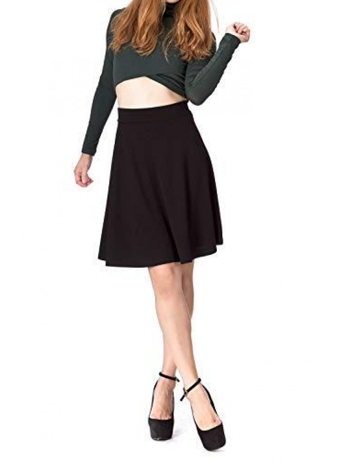 Choice Simple Stretch A-line Flared Knee Length Skirt 