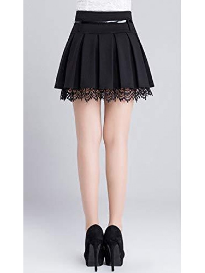 Women's A-Line Short Plaid Tartan Pleated Skirt Side Zipper 
