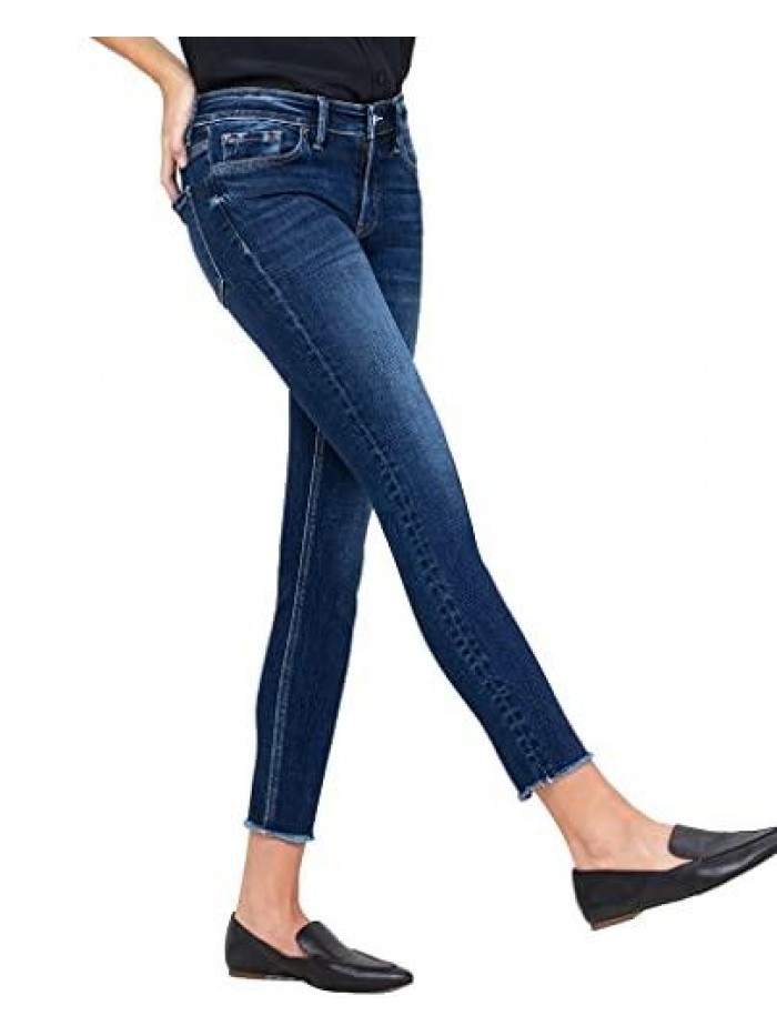 by Flying Monkey Whisker and Fading Wash Mid-Rise Dark Blue Stretch Skinny Jeans 