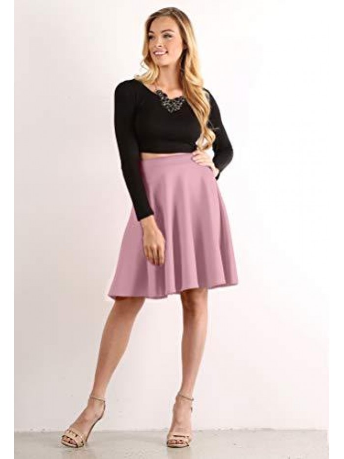 Midi Skirt Flared Stretch Skirt for Women Reg & Plus Size. Casual A line, Basic Everyday Wear, Formal Office 