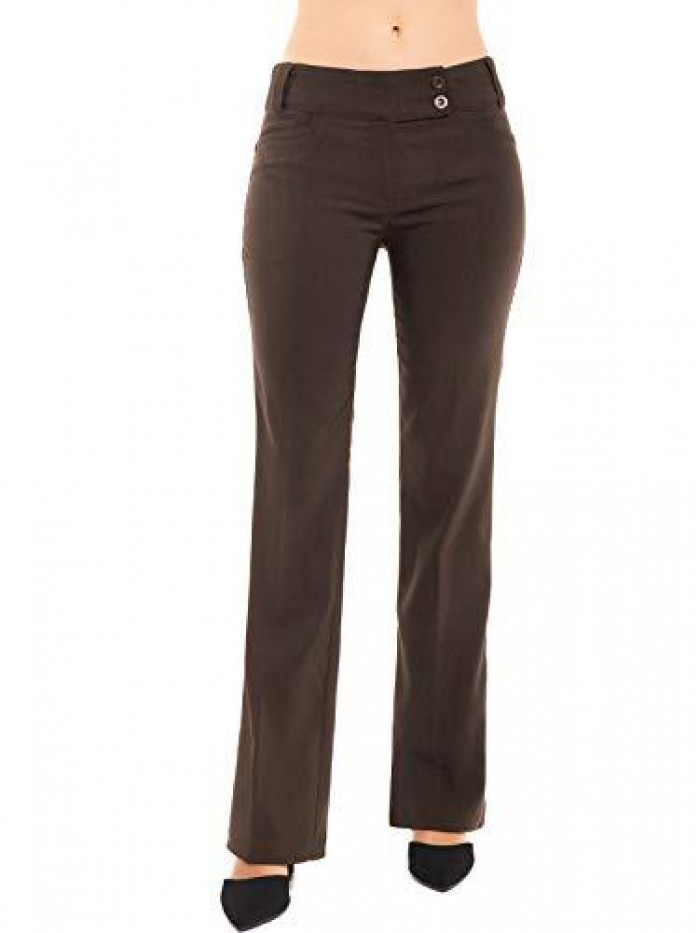 by Olivia Women's Relaxed Boot-Cut Stretch Office Pants Trousers Slacks 