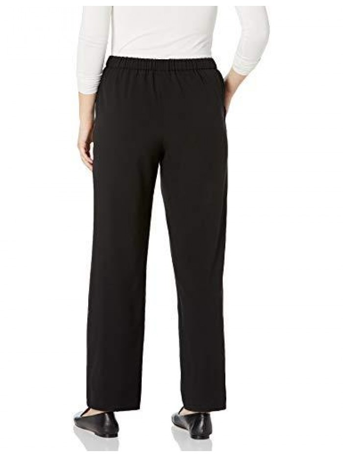 New York Women's Flat Front Pull On Pant with Slimming Solution 