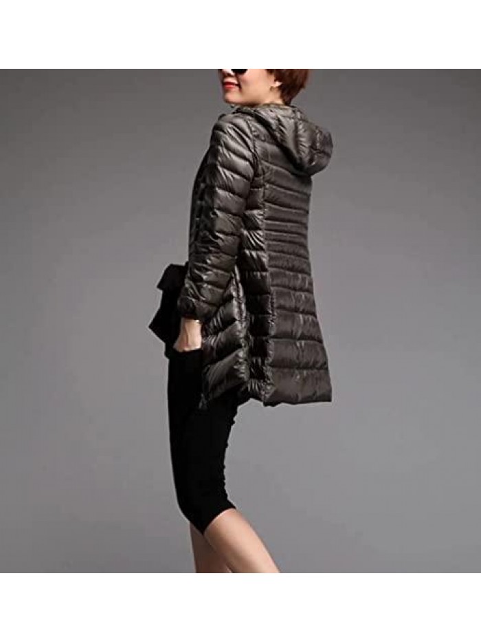 Jackets Women's Down Jacket Hodded Lightweight Outerwear Winter Outdoor Long Coat Plus Size Warm Packable Women Coats 