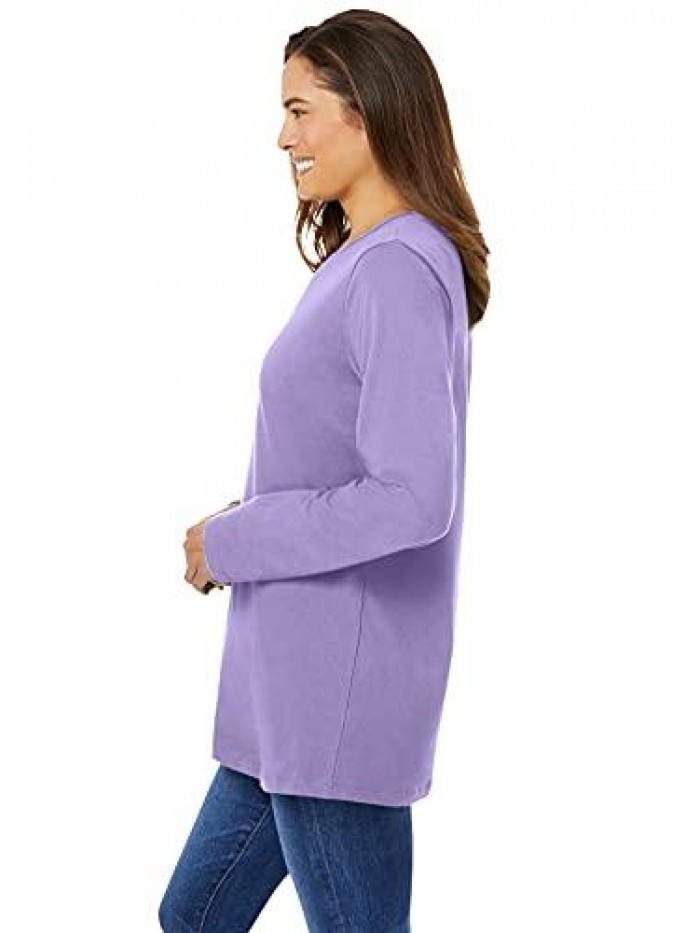 Within Women's Plus Size Perfect Long-Sleeve Crewneck Tee Shirt 