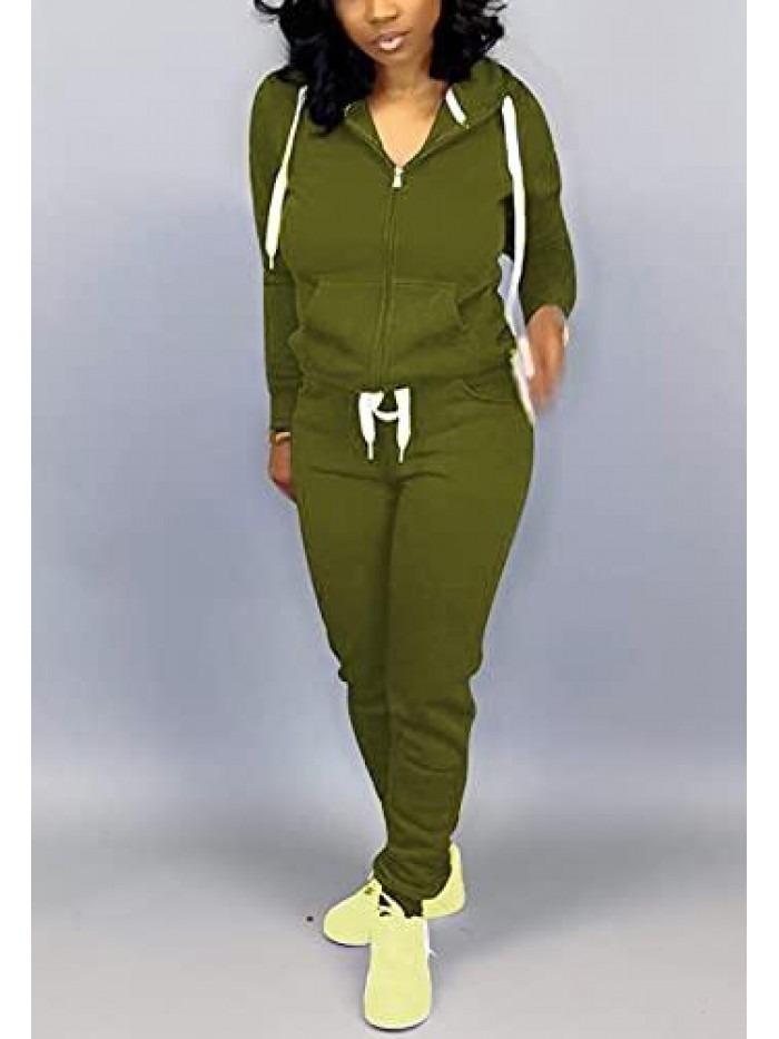 2 Piece Outfits Lounge Jogging Suits for Women Sweatsuit Tracksuit Long Sweatpants Set 