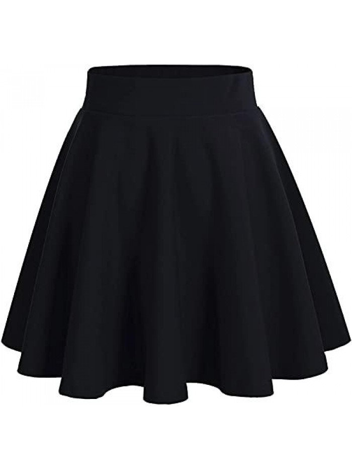Skirt for Women Mini Skirts Versatile A-line Basic Stretchy Flared Skater Skirt 