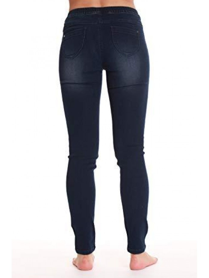 Love Denim Jeggings for Women with Pockets Comfortable Stretch Jeans Leggings 
