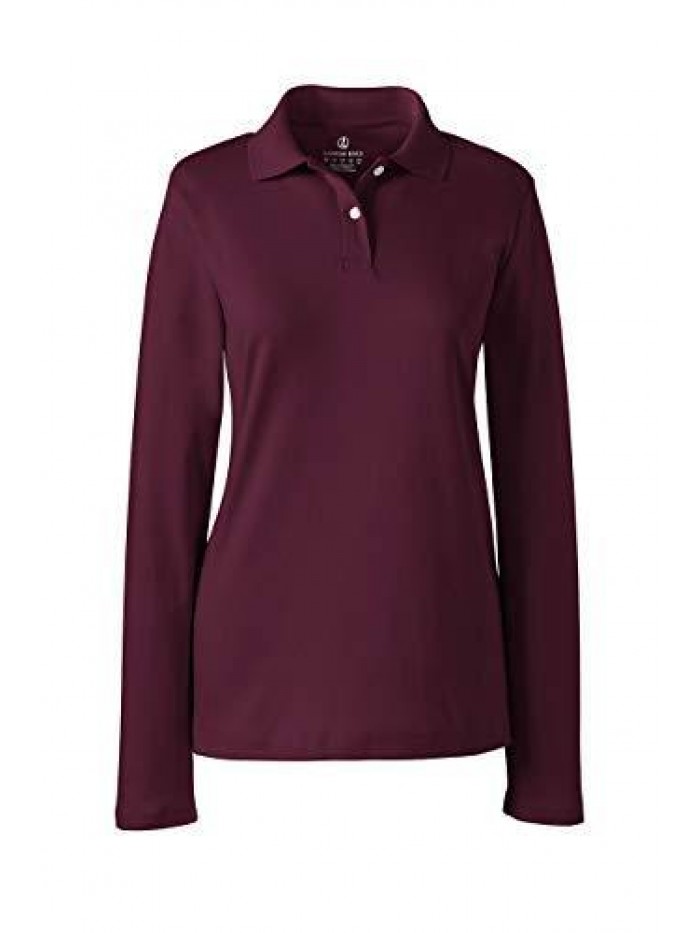 School Uniform Women's Long Sleeve Feminine Fit Interlock Polo Shirt  